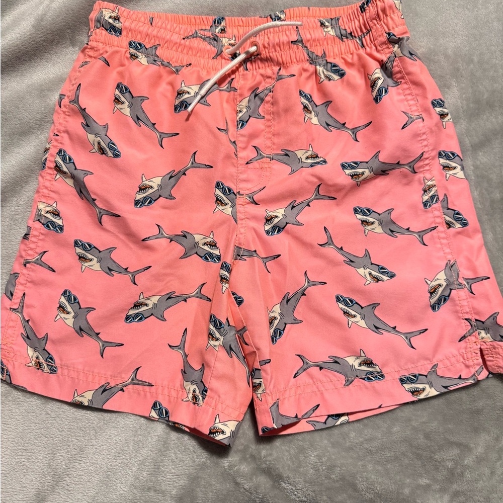 Old Navy Shark-Print Swim Trunks Boys 10/12